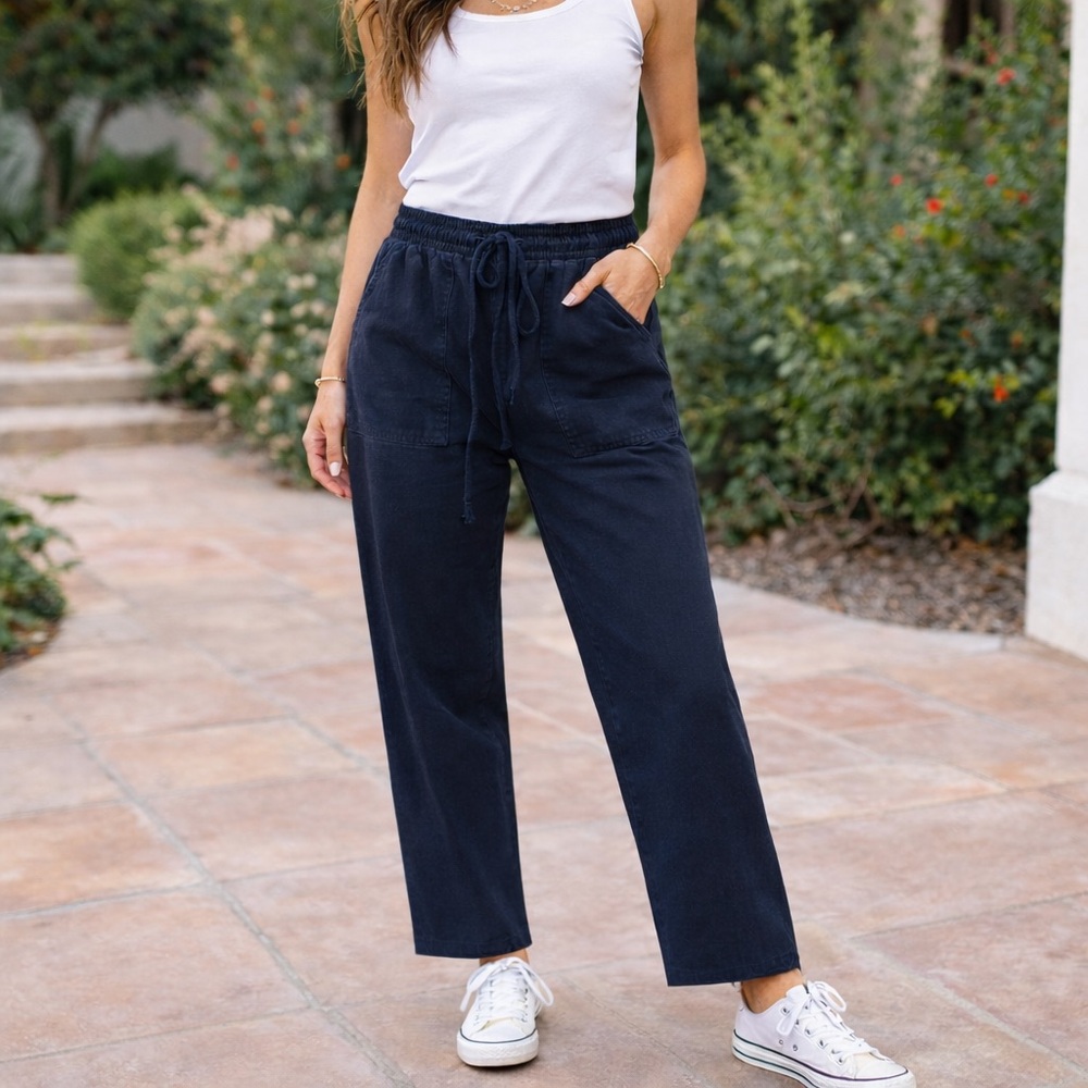 Aritzia Wilfred‎ Free Navy Drawstring Joggers Easy Relaxed Baggy Pants XS